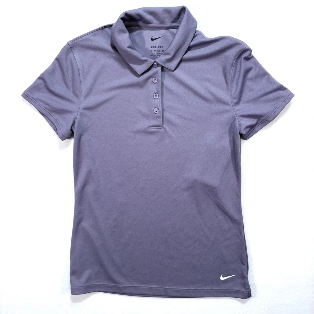 NWT Women's Nike Dri-Fit Size XS 4 Button fitted design Purple Polo Golf Shirt - Picture 2 of 6